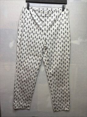 Charter club classic fit white and navy anchor pants Size 6 NWOT